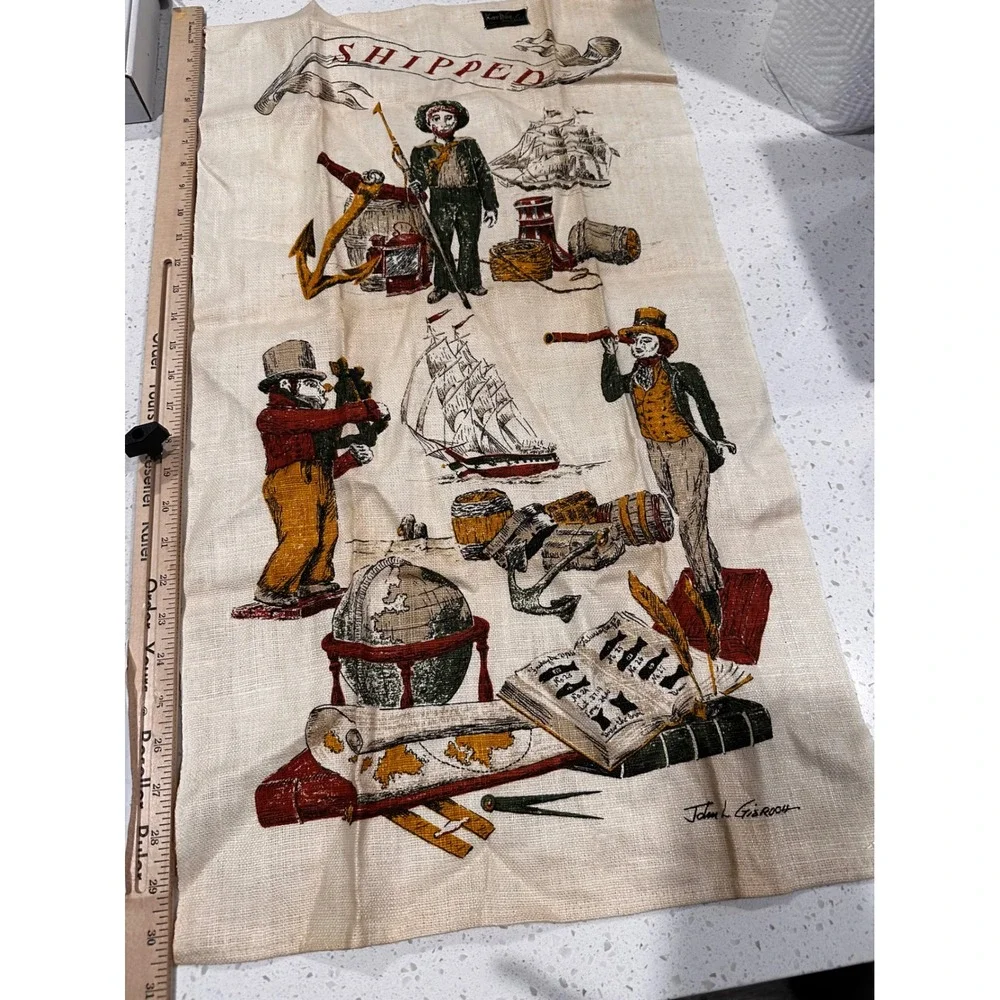 Vintage Kay Dee Hand Prints Linen Tea Towel Nautical John L Gieroch Shipped